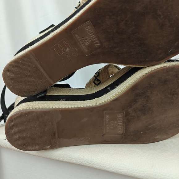 SCHUTZ Denes Platform Espadrilles In Black/Natural Size 7.5B - Picture 9 of 10